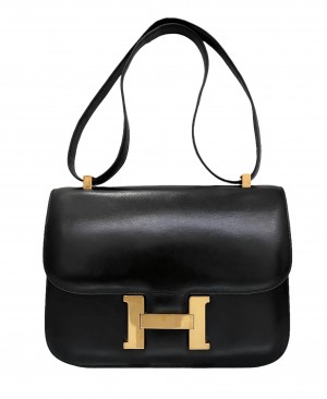 HERMES Black Constance Bag Gold Hardware