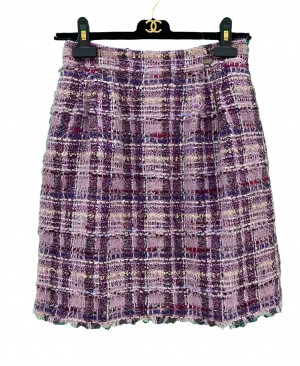 CHANEL 05A Purple Tweed Skirt 36
