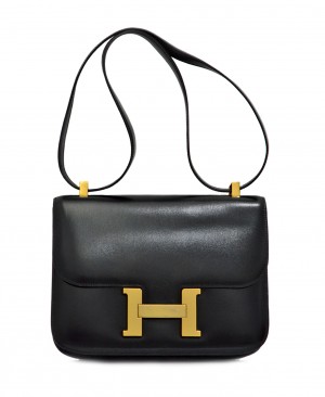 HERMES Constance 23 Bag Black Box Leather Vintage HM160053aa