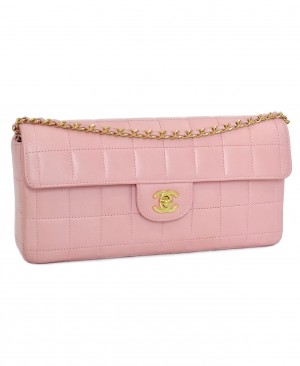 CHANEL Pink Chocolate Bar Clutch Flap Bag CC190029